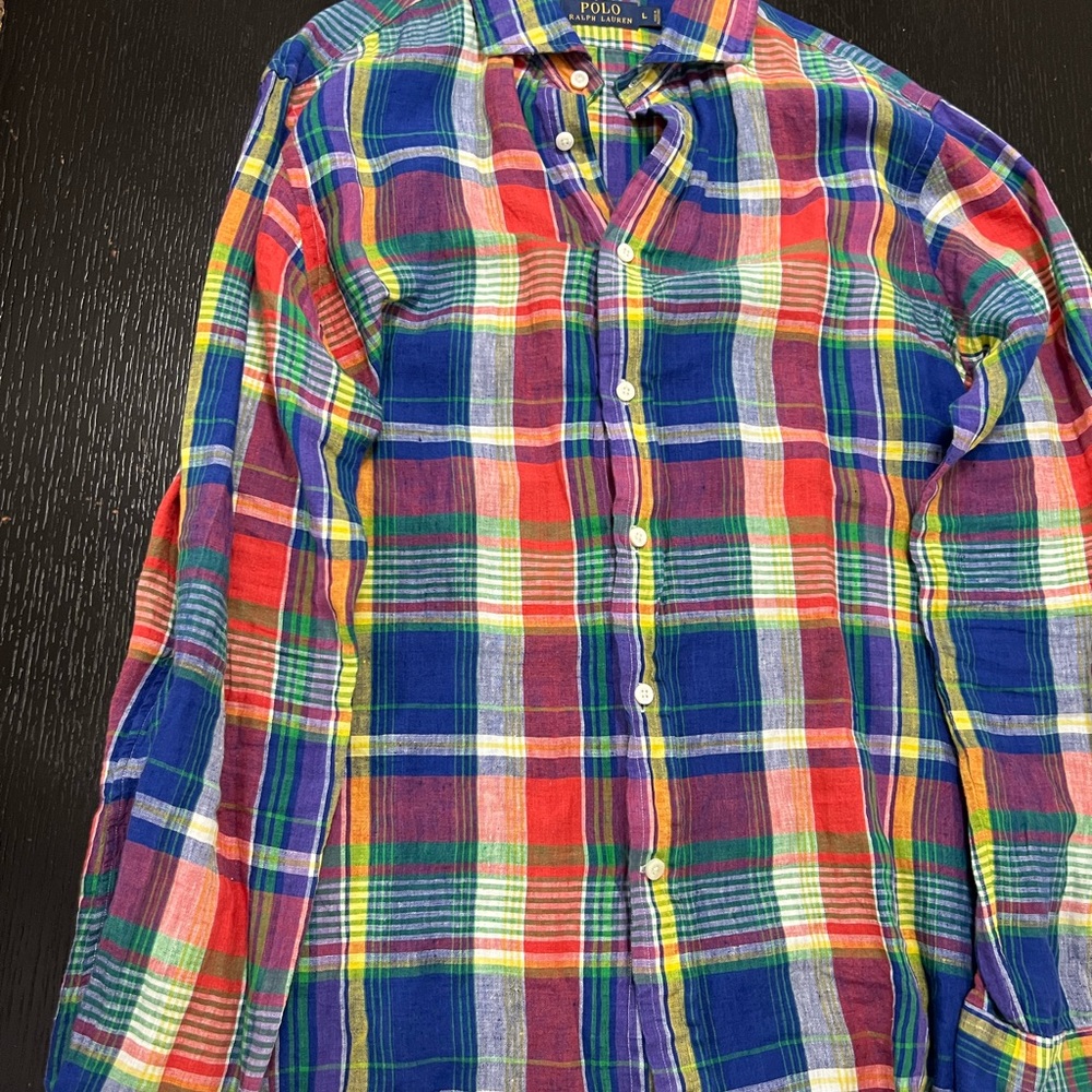 Polo by Ralph Lauren Red and Blue Casual Button Down Shirt
